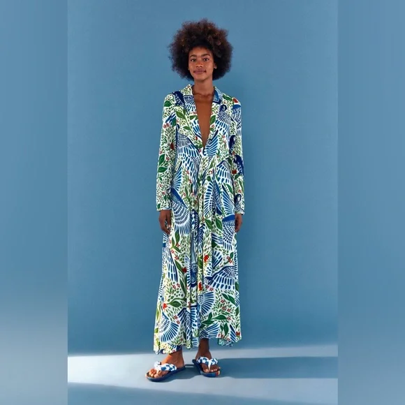 FARM RIO Blue Macaw Flight Maxi Dress!! - Picture 3 of 8